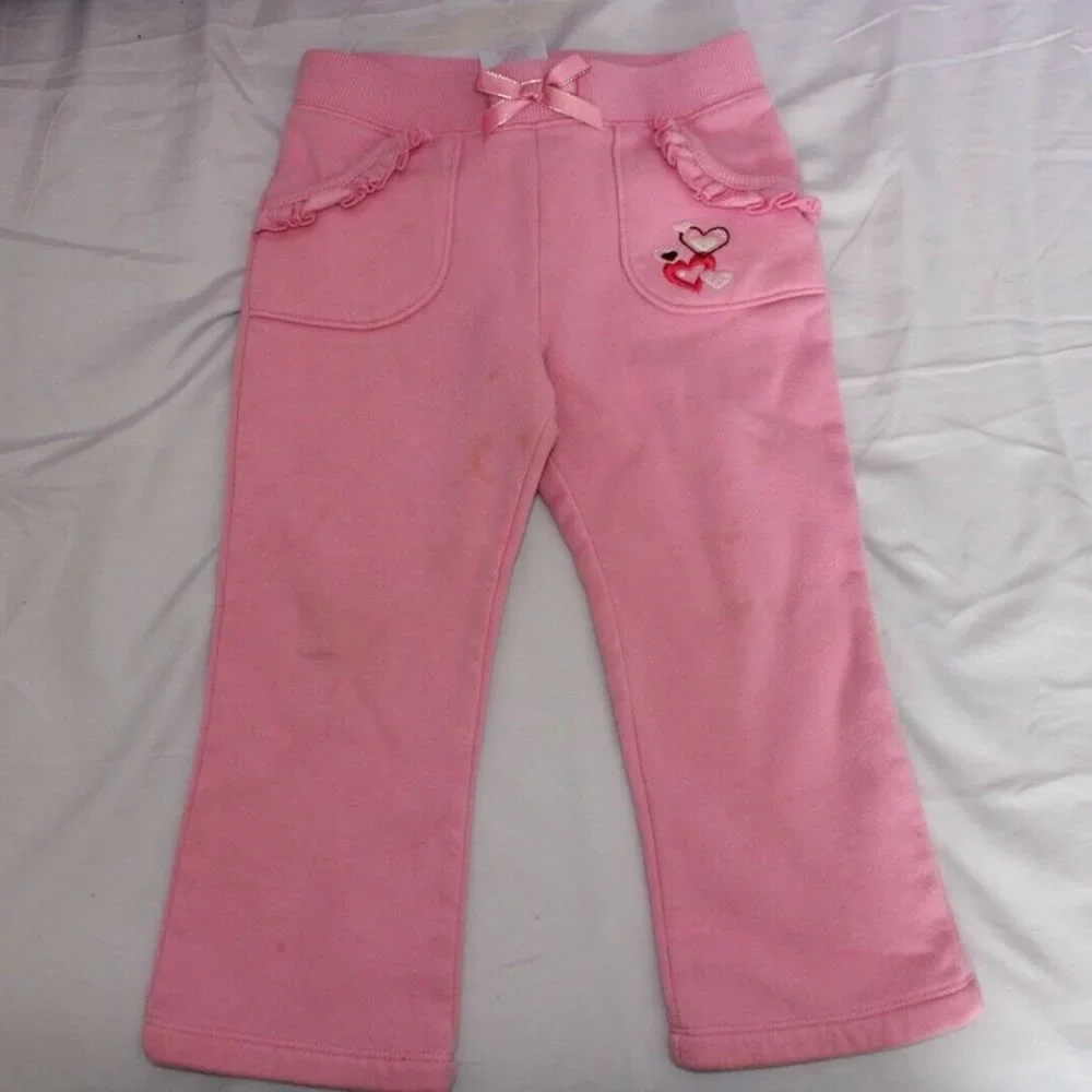 Girls Sweatpants 2T Pink Black Kids Pants Carter's Toughskins Pajama Bottoms